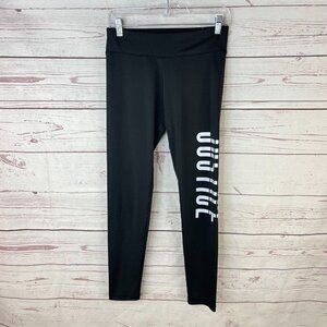 Justice Youth Girl's Black Hologram Graphic‎ Logo Ankle Leggings Size 16